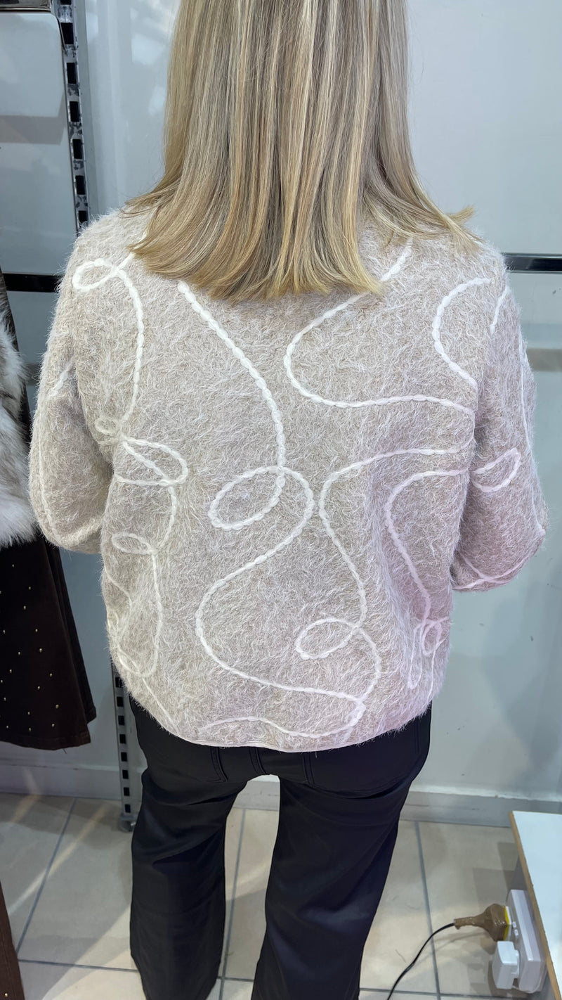 Maisy - Beige Rope Detail Fuzzy Jacket