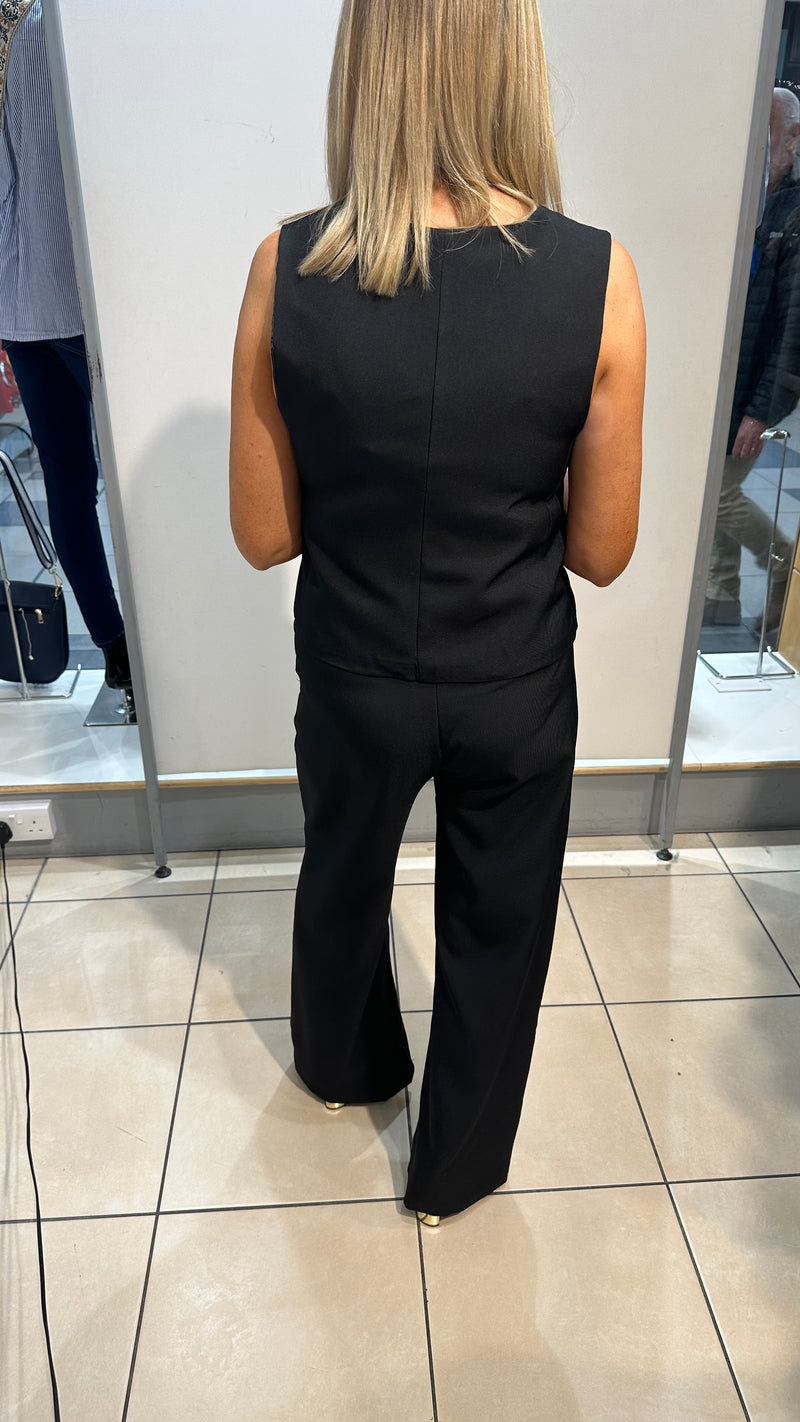 Zara - Black Waist Coat Trouser  Suit