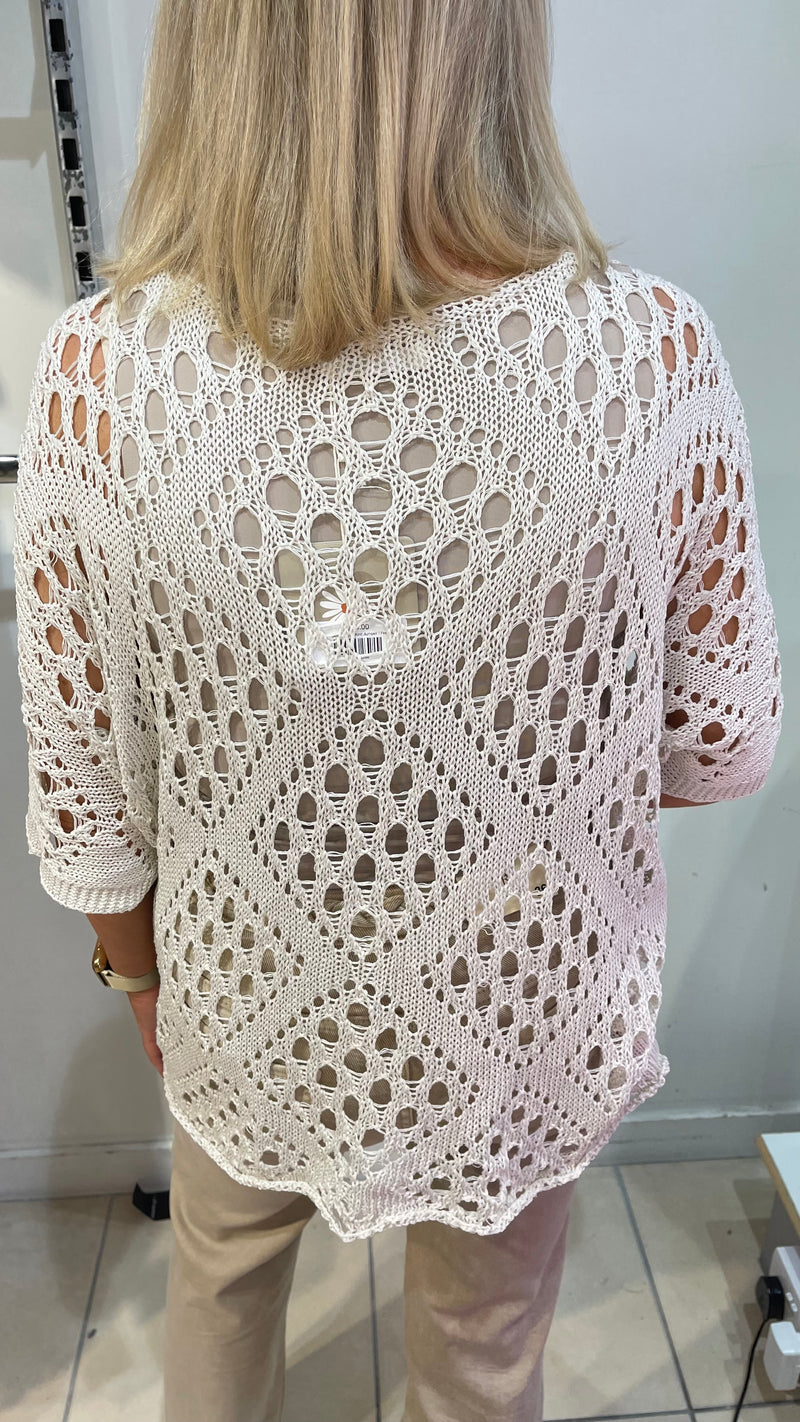 Judy - Beige Open Knit Jumper