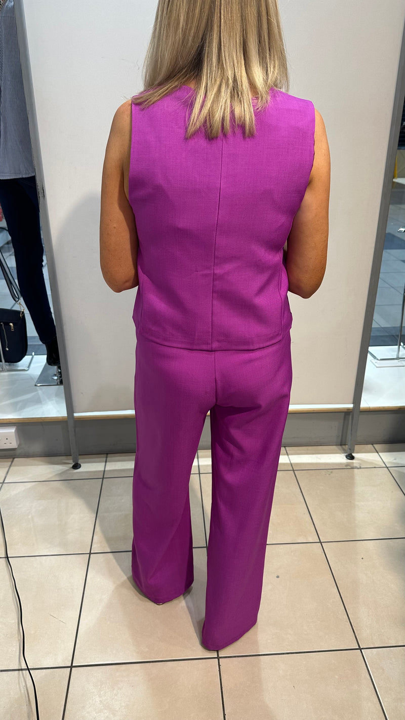 Zara - Magenta Waist Coat trouser Suit