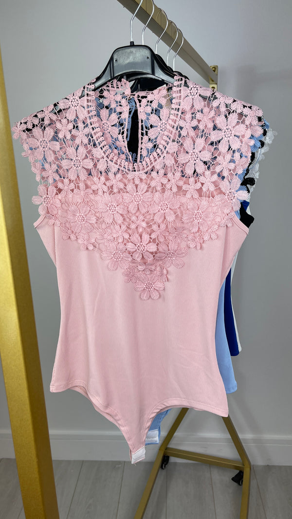 Lola - Pink Crochet Bodysuit
