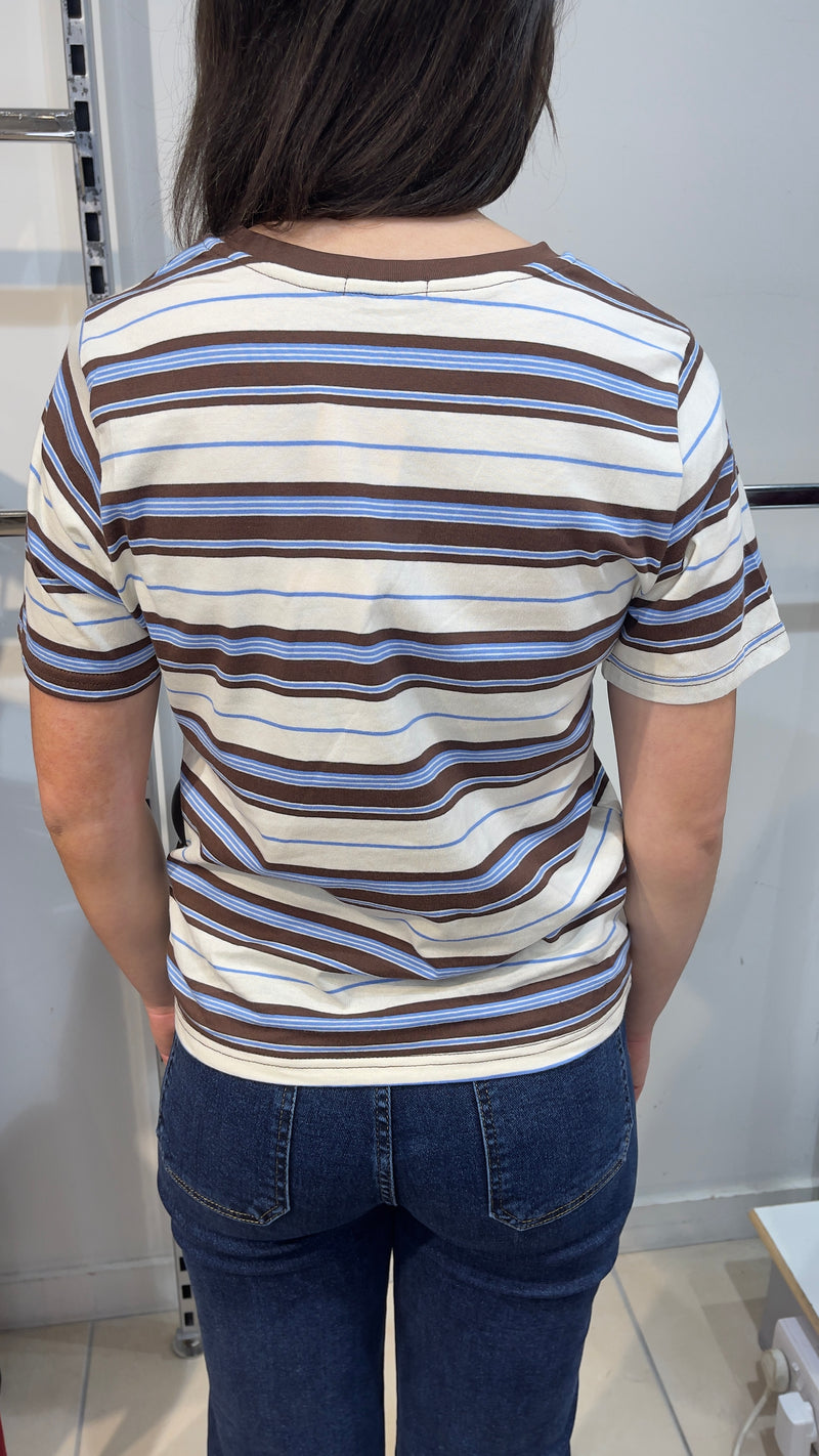 Zara - Stripe Brown/Sky Cotton Tee
