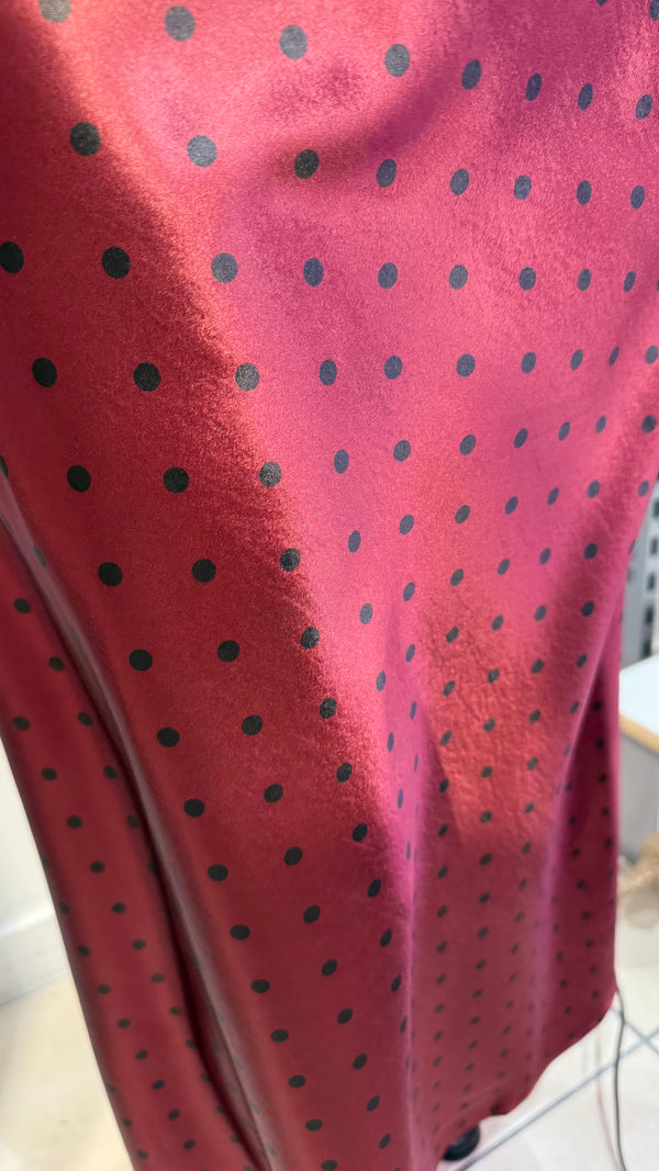 Paris - Wine Polka Dot Midi Skirt