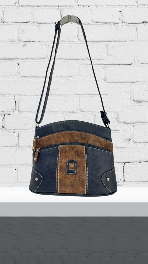 Gwen - Navy/Brown Crossbody Bag