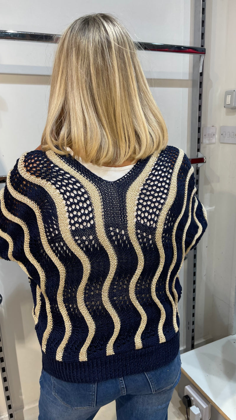 Leo - Navy/Gold Lurex Knitwear