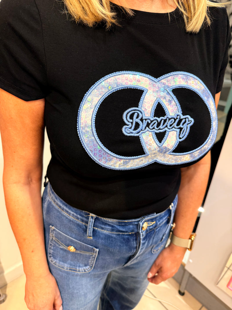 Lottie - Black /Blue Shimmer Circle Tee