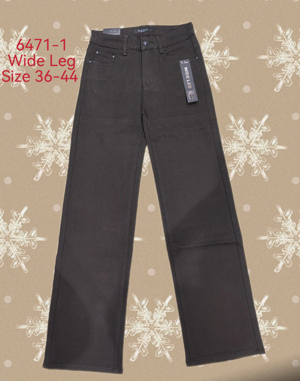 Lizzie - Choc Brown Wide Leg Cotton Jeans