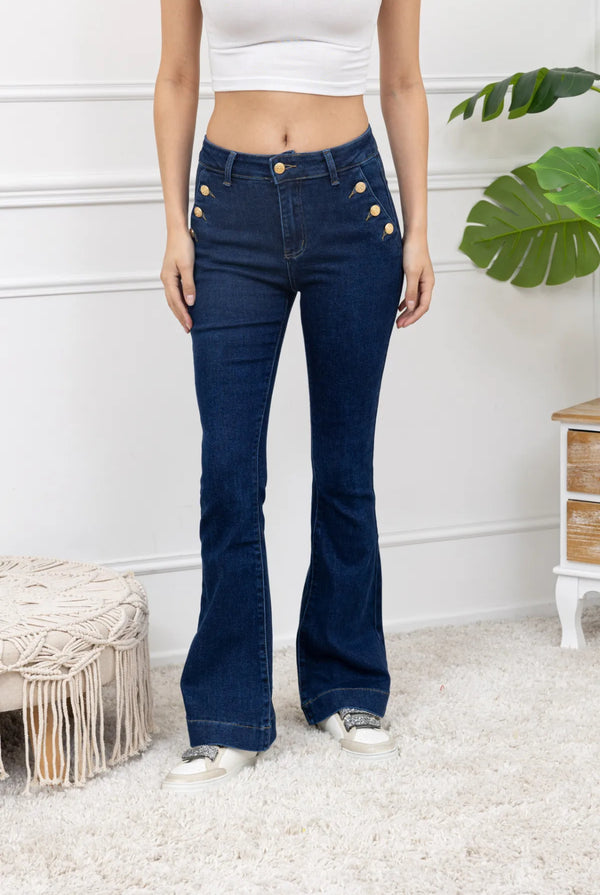 Lee- Dark Blue Button Pocket Stretch Jeans