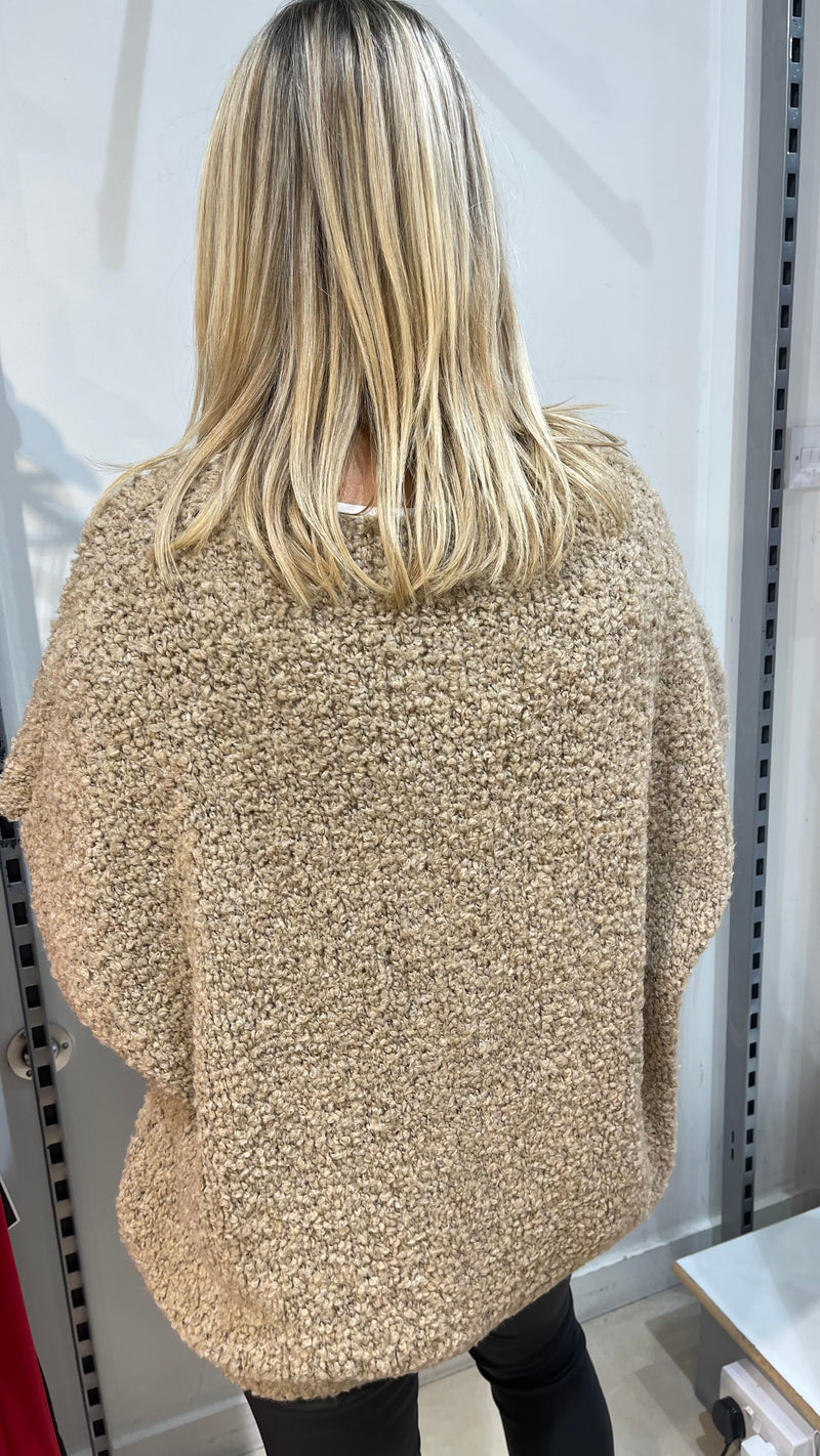 Kathy - Taupe Popcorn Knit Gilet