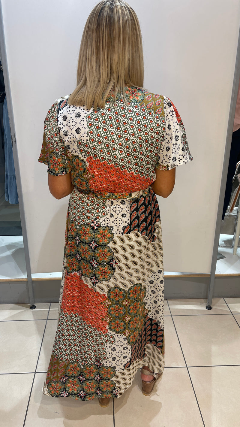 Emily - Patchwork Print Midi Dress