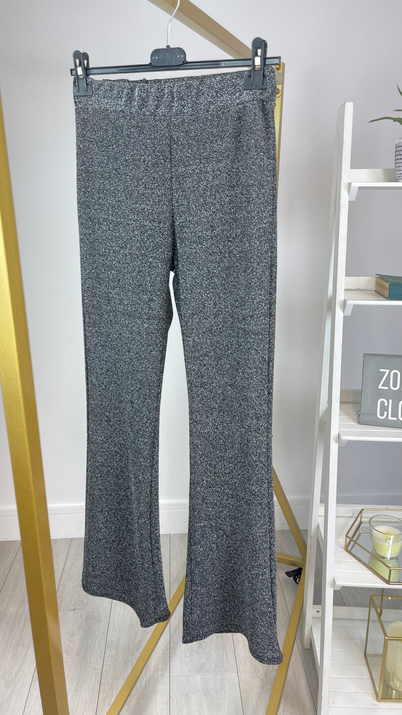 Zoe - Silver Shimmer Flare Trouser