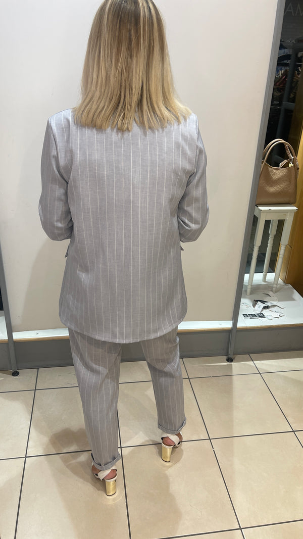 Tommie - Grey Pinstripe Trouser Suit