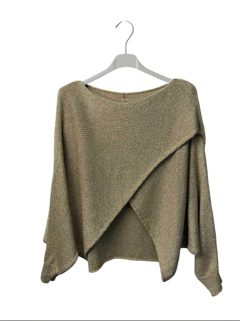Gigi - Gold Lurex Cross Over knit