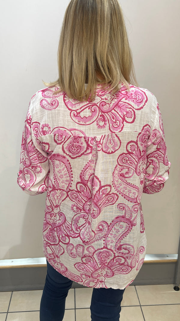 Noelle - Paisley Print Shirt Pink