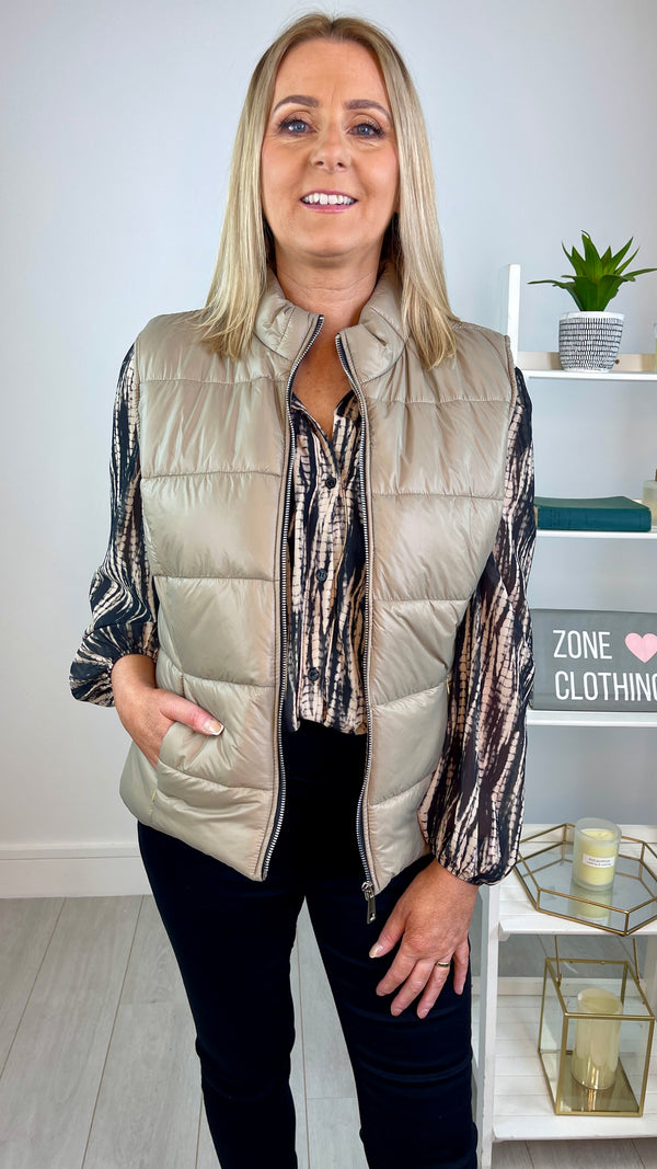 Ava - Taupe Zipped Gilet