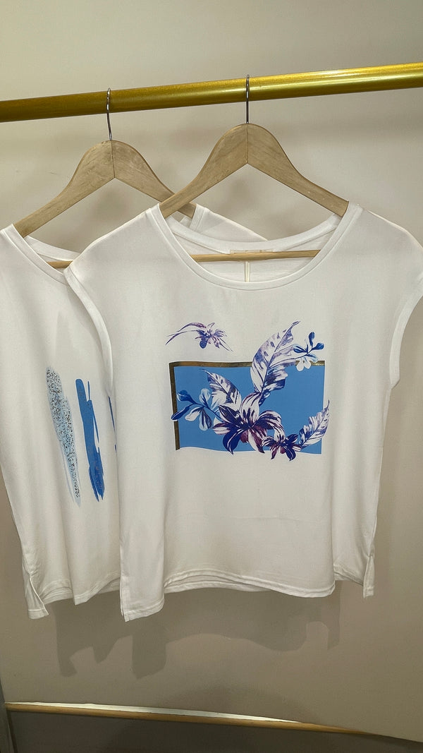 Kenny - White/Blue Graphic Tee