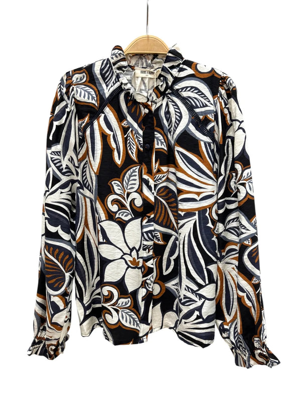 Jodie - Black/Grey/Tan Leaf Print