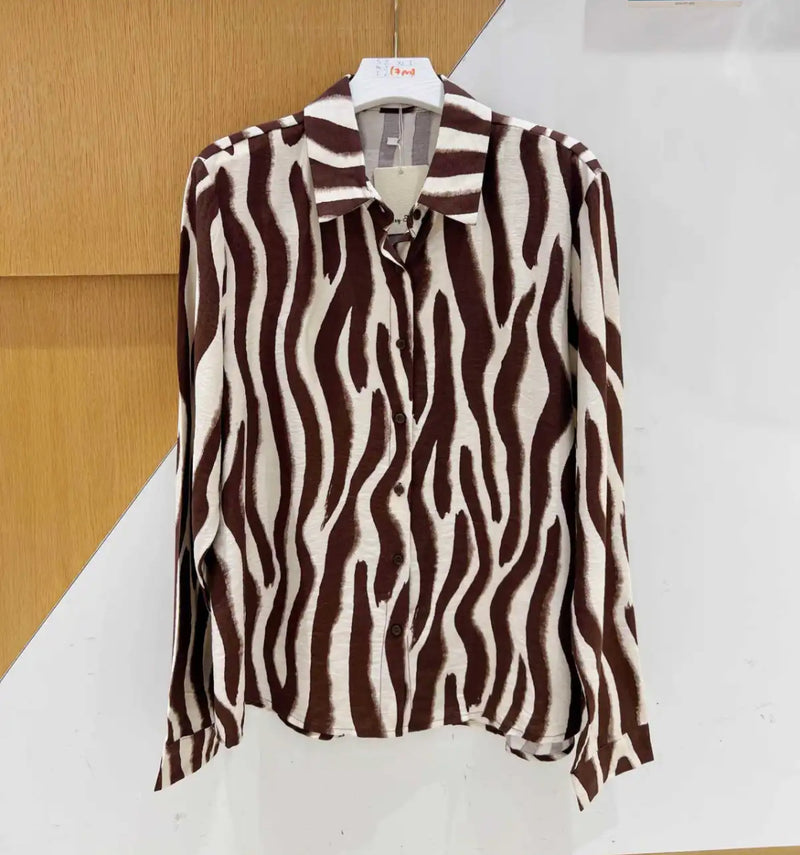 Naomi - Chocolate Zebra Print Top