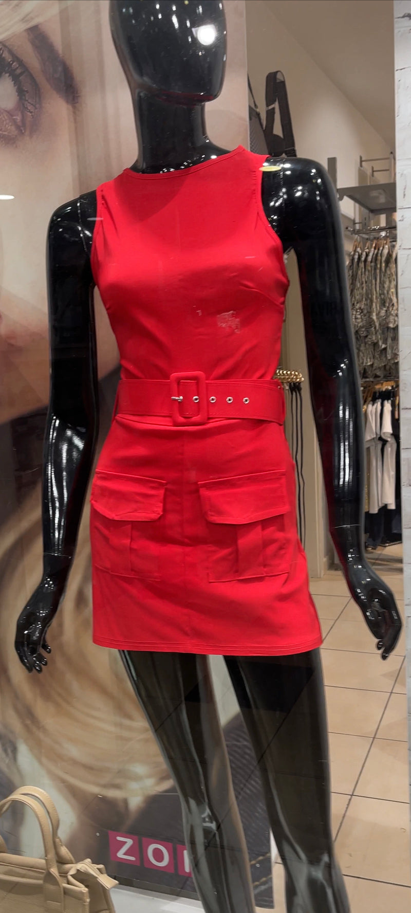 Mila - Red Belted Cargo Playsuit