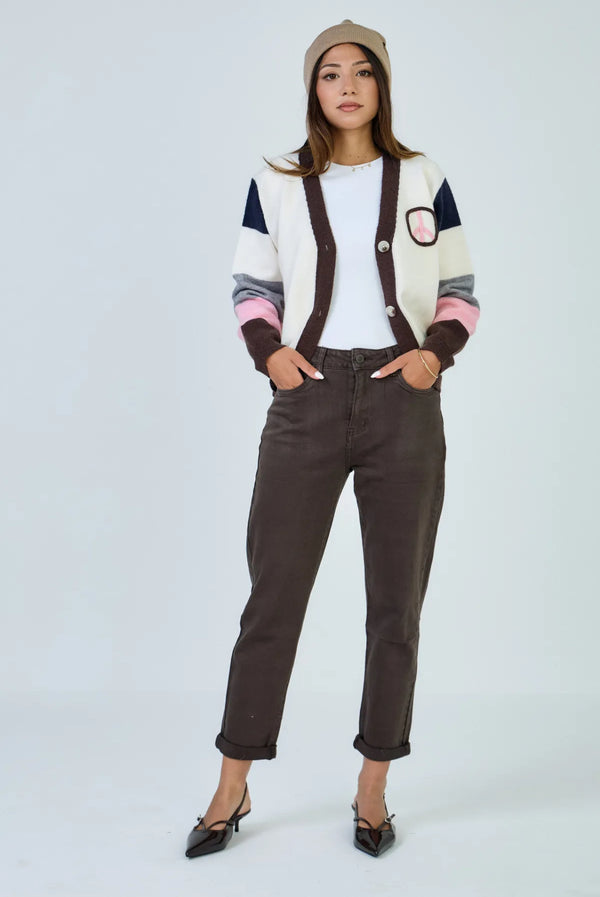 Jessica - Brown stretch mom jean