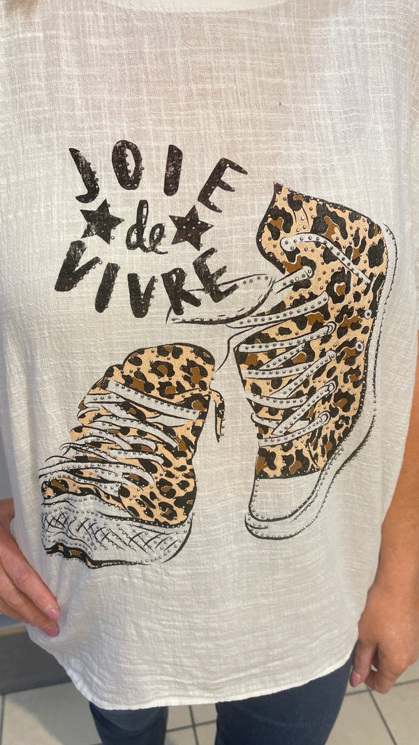 Sally - White Leopard Graphic Top