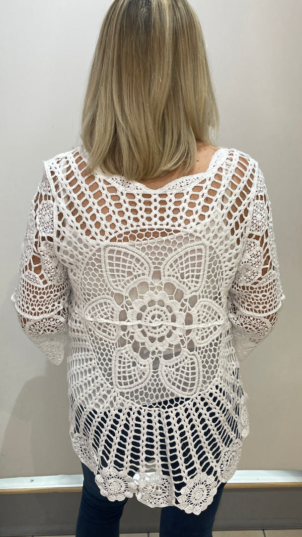 Edie Crochet Twin Set White