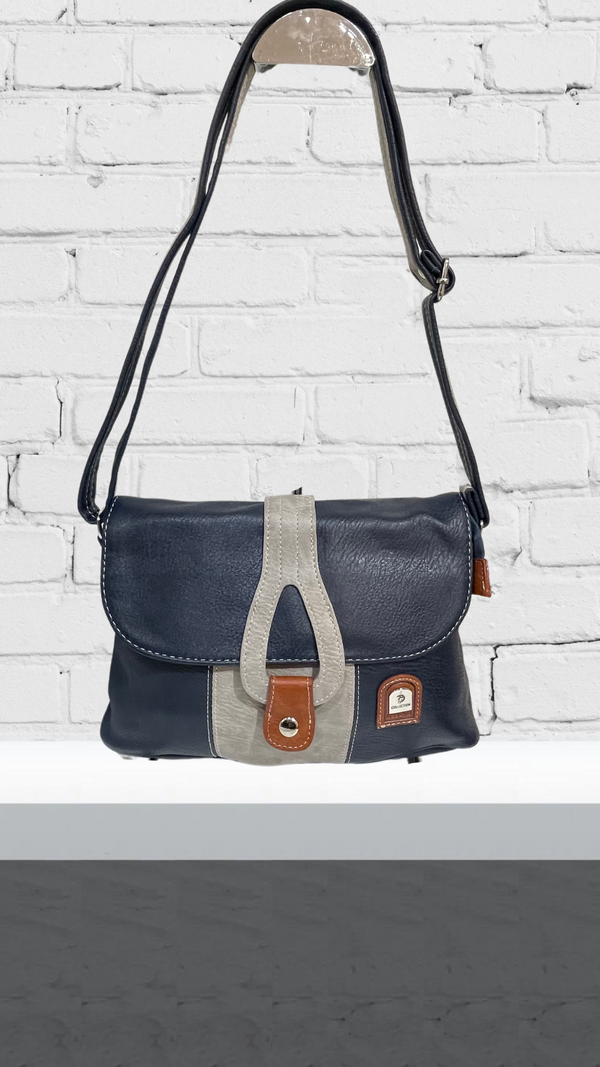 Amber - Cut-Out Flap Navy Bag