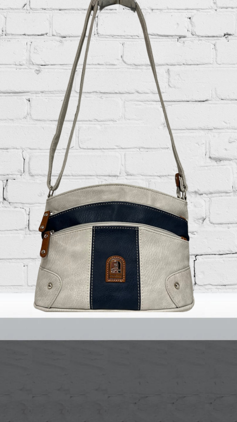 Gwen - Stone/Navy Crossbody Bag