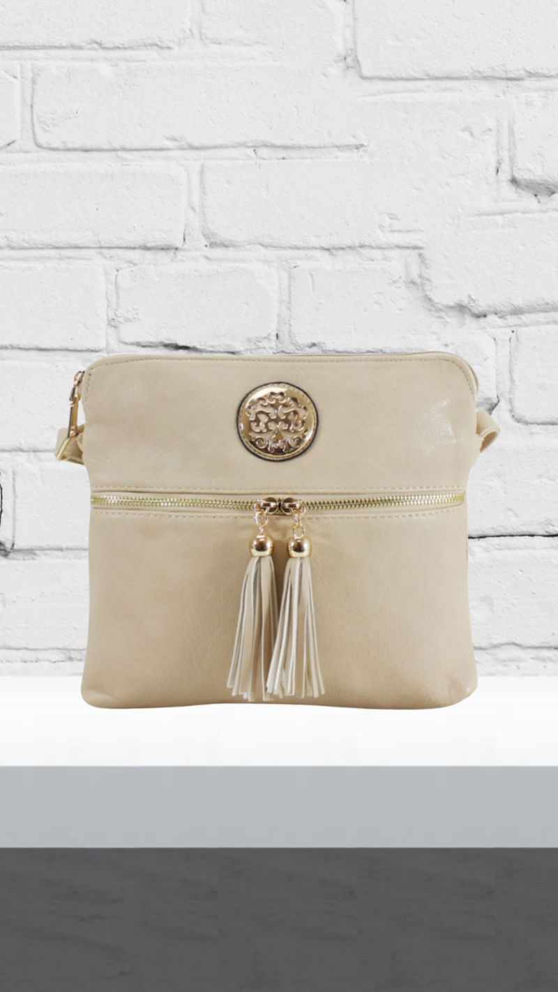 Sian - Light Taupe Twin Zip Crossbody Bag