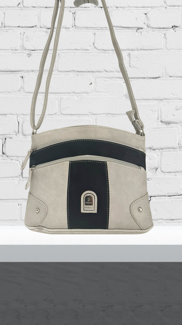 Gwen - Stone/Black Crossbody Bag