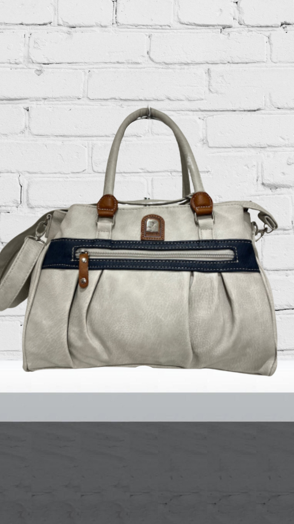 Lucinda - Stone/Navy Round Handle Bag