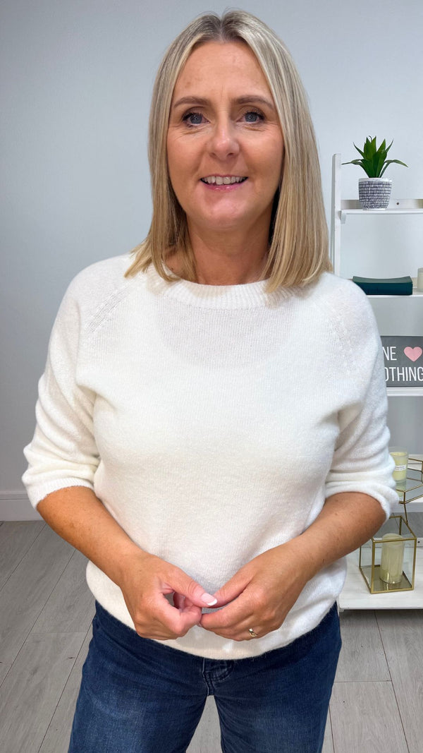 Darren - Cream Round Neck Soft knit jumper