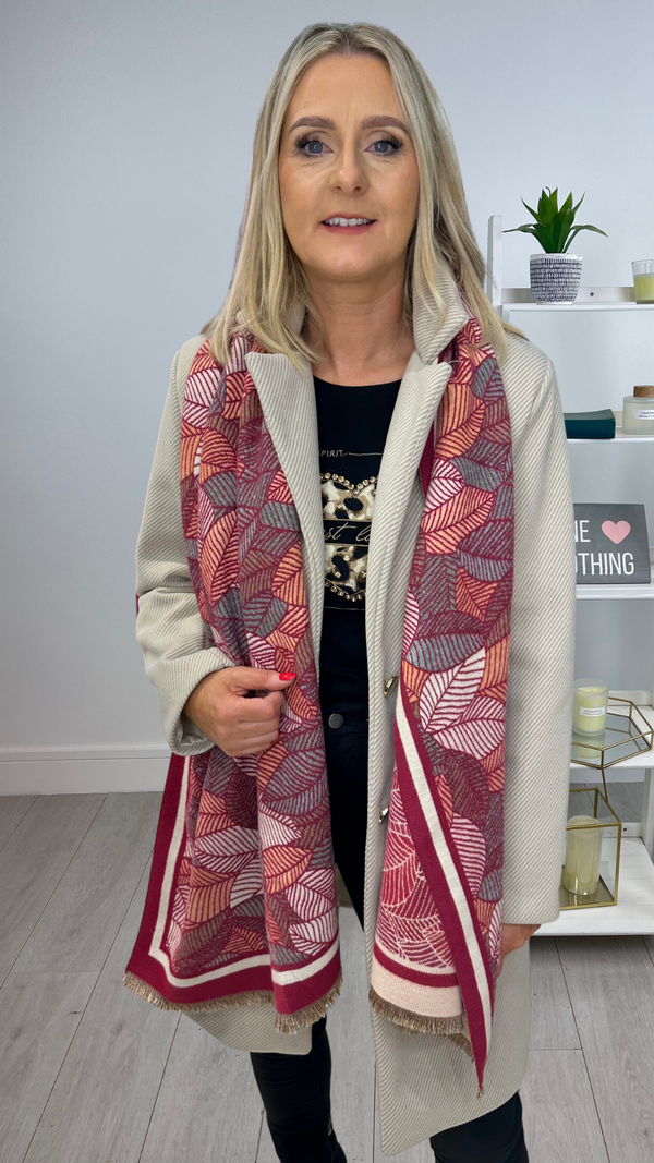 Molly - Wine Leaf Print scarf