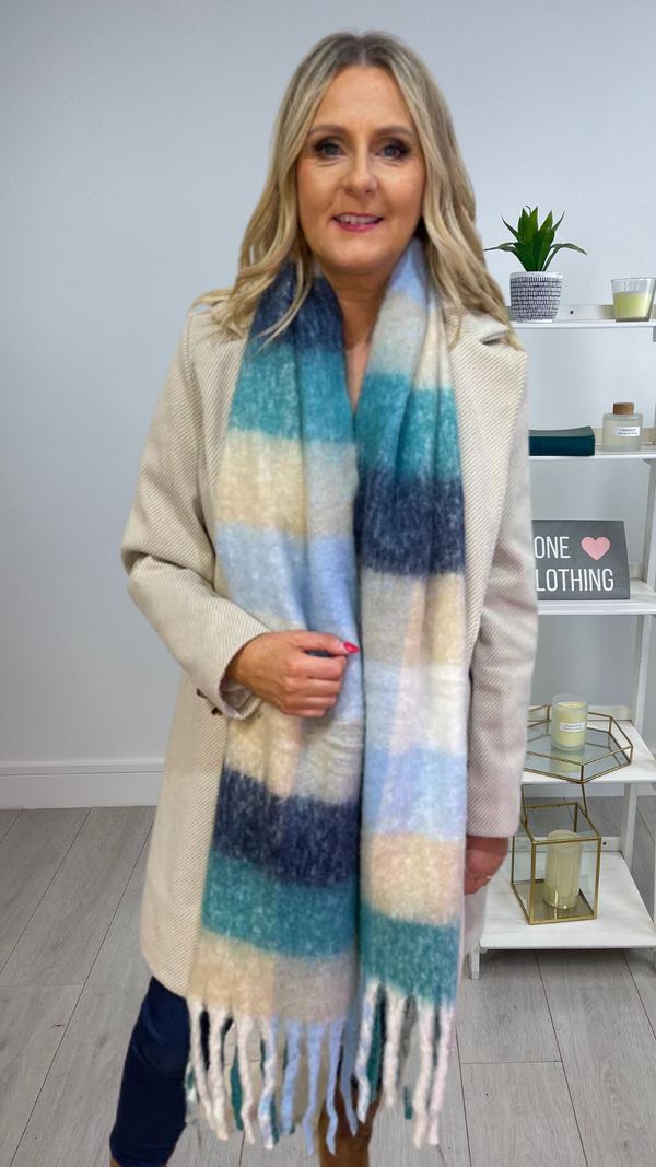 Jodie - Green/Sky Winter Scarf