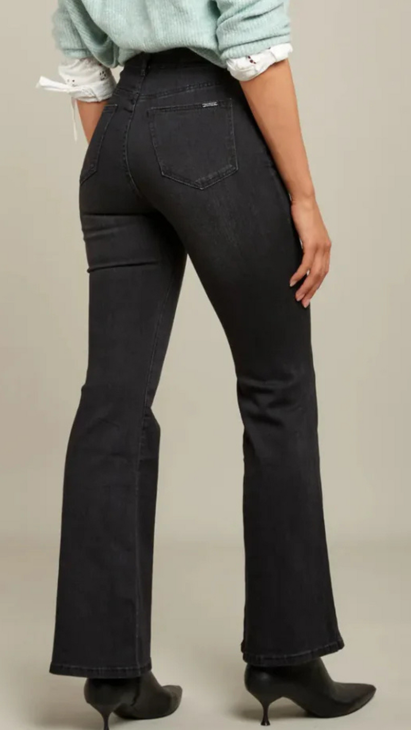 Boston - Black Wash Toxik Stretch Kick Flare Denims