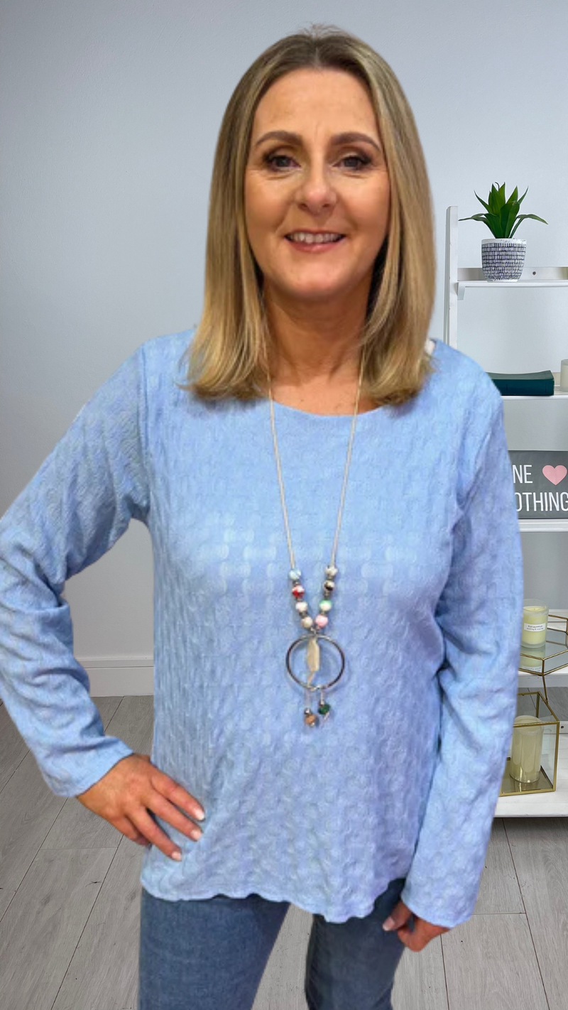 Josie - Blue Waffle Necklace Top