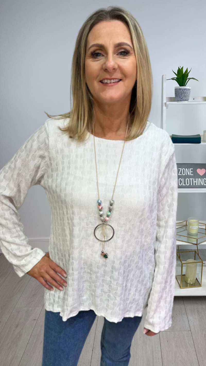 Josie - Soft Cream  Waffle Necklace Top