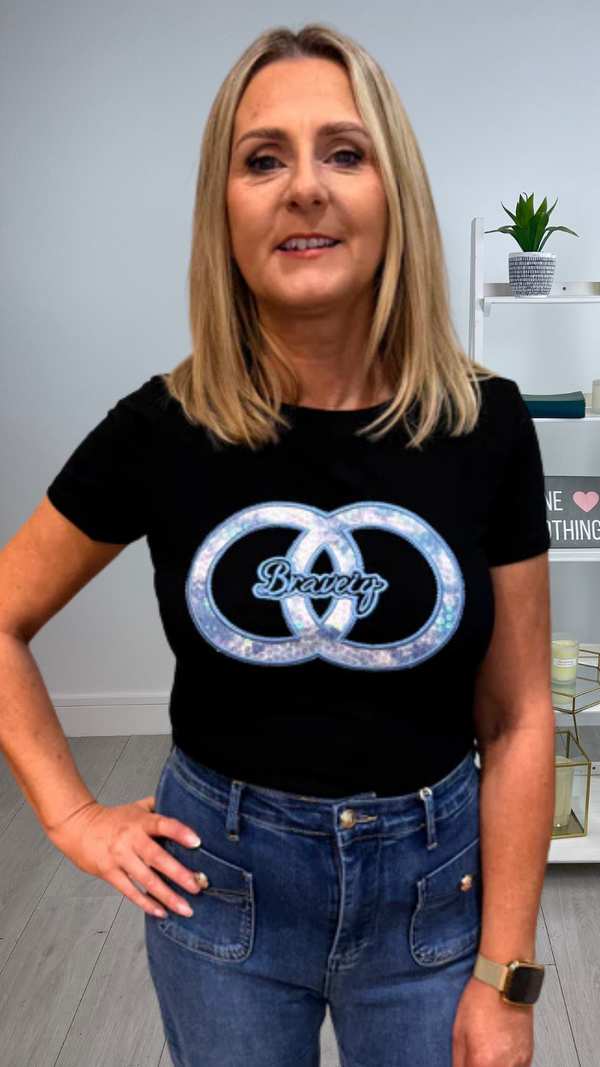Lottie - Black /Blue Shimmer Circle Tee