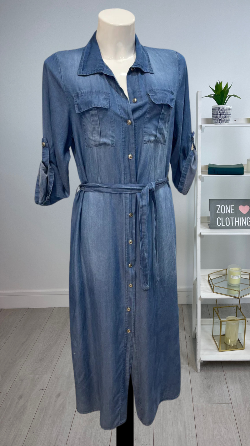 Anna - Mid Wash Denim Dress
