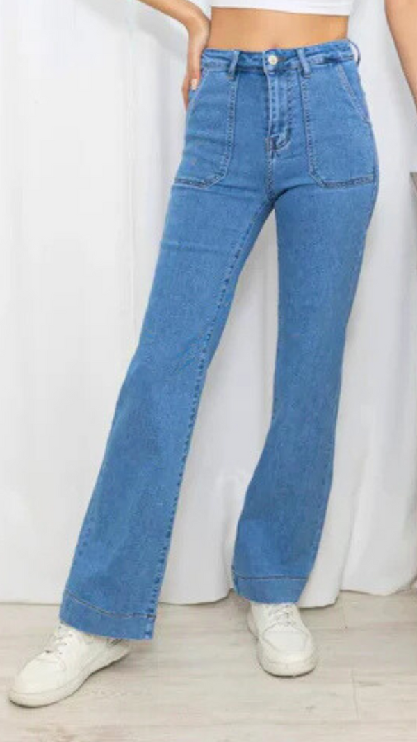 Lella - Blue Denim Stretch Pocket Denims