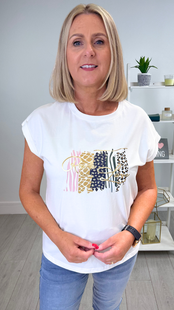 FiFi -  Multi Print Graphic Print T-Shirt white