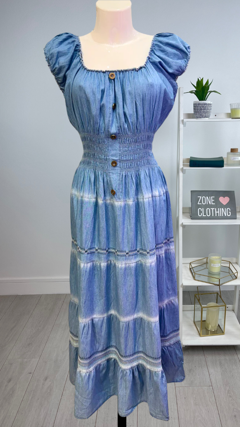 Kenny - Light Wash Embroidery Maxi