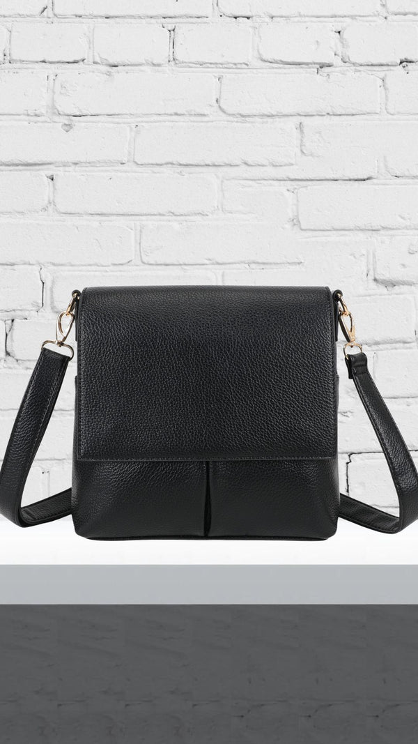 Hailey - Soft Front Flap Side Bag Black