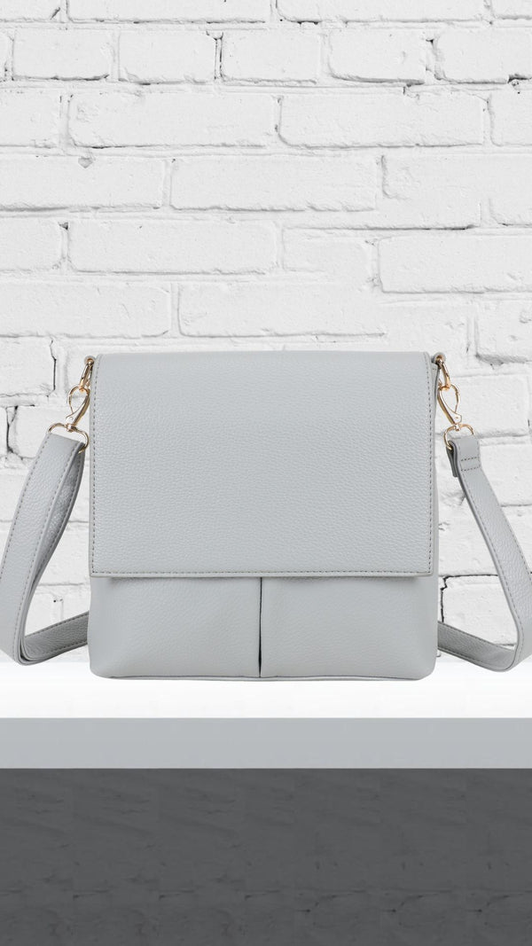 Hailey - Soft Front Flap Side Bag Light Grey