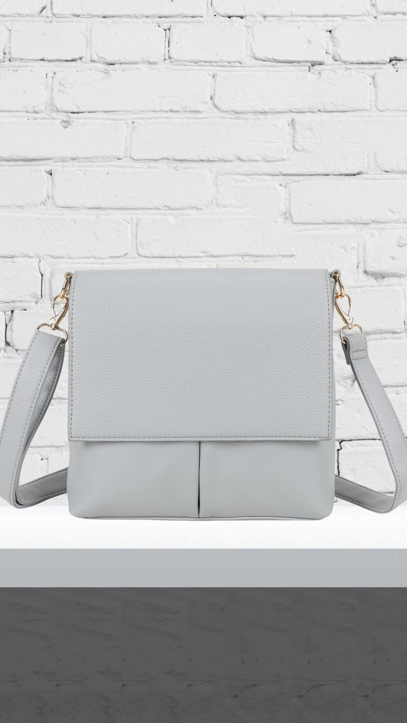 Hailey - Soft Front Flap Side Bag Light Grey