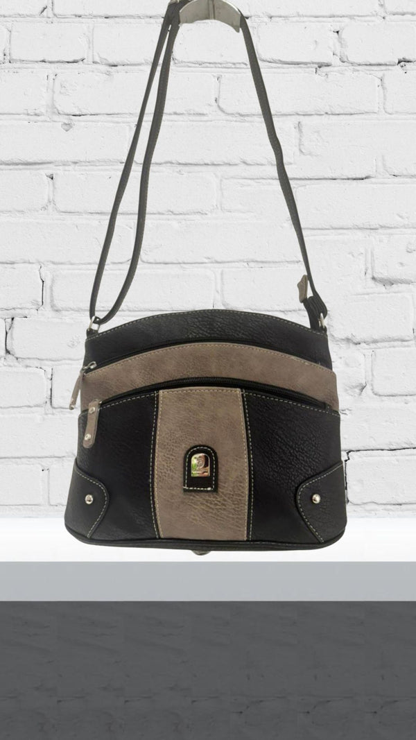 Gwen - Black/Taupe Two Tone Crossbody Bag
