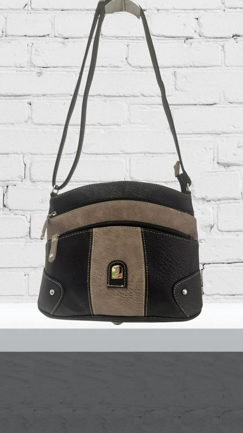 Gwen - Black/Taupe Two Tone Crossbody Bag