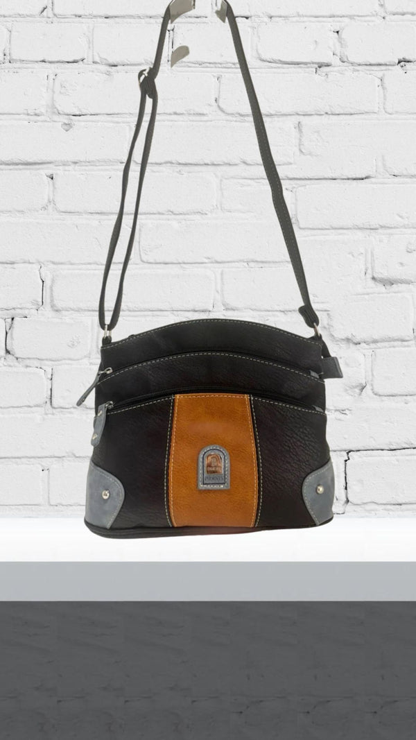 Gwen - Black/Tan Two Tone Crossbody Bag