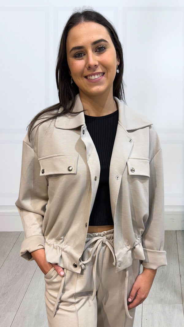 Emma - Beige Pocket Lightweight Jacket