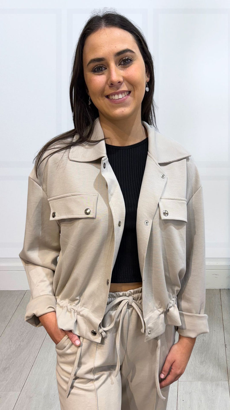 Emma - Beige Pocket Lightweight Jacket
